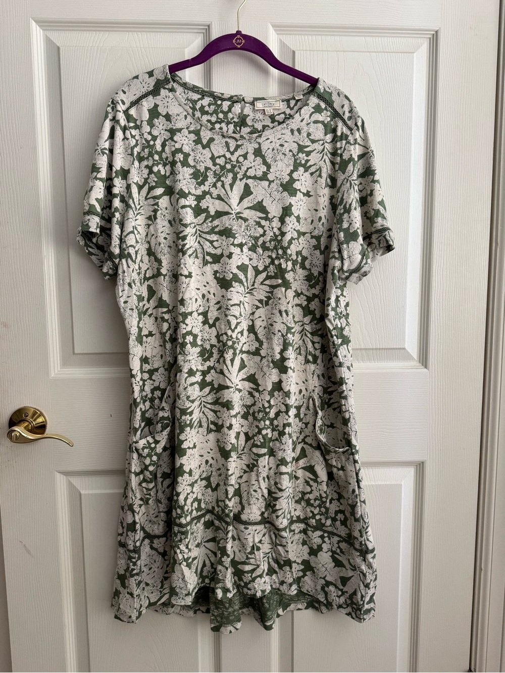 Fat Face Green and White Floral Shift Dress